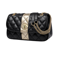 Diamond Lattice Genuine Leather black and gold purse