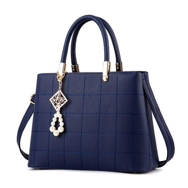 Blue Luxury Pearl Accent Elegant Shoulder or Crossbody Bag